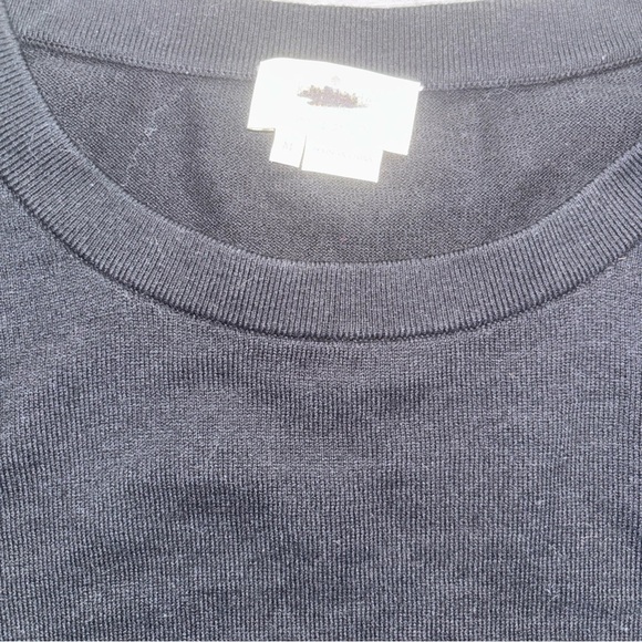 Kate Spade Black Long Sleeve Top with Striped Ruffle Hem - Size Medium - Picture 2 of 7